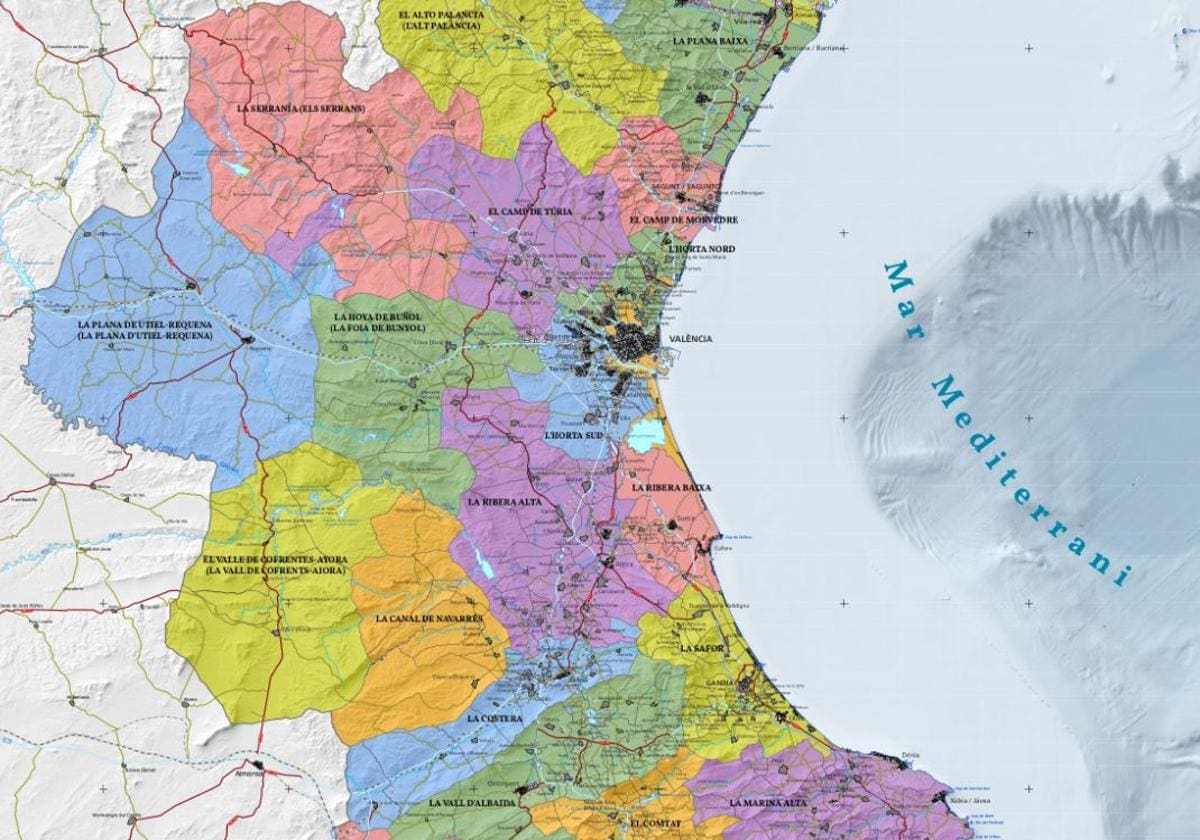 Dana Y Reyes El Mapa De Las Comarcas De Valencia Y Todos Sus Pueblos